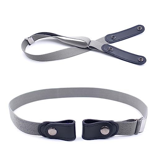 WannGe Gürtel ohne Schnalle - Schnallenfreier Gürtel für Damen Unsichtbarer Jeanshose Kleid Stretch-Taillengürtel - Grau von WannGe