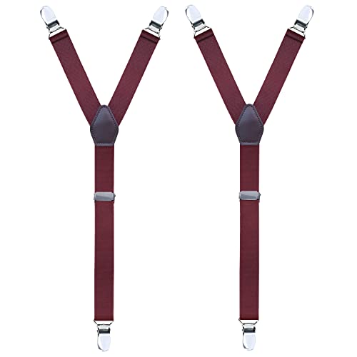 WannGe Mens Shirt Stays Adjustable Elastic Y-Style Garter Straps Socks Non-slip Clamps, Burgundy 1 pair von WannGe