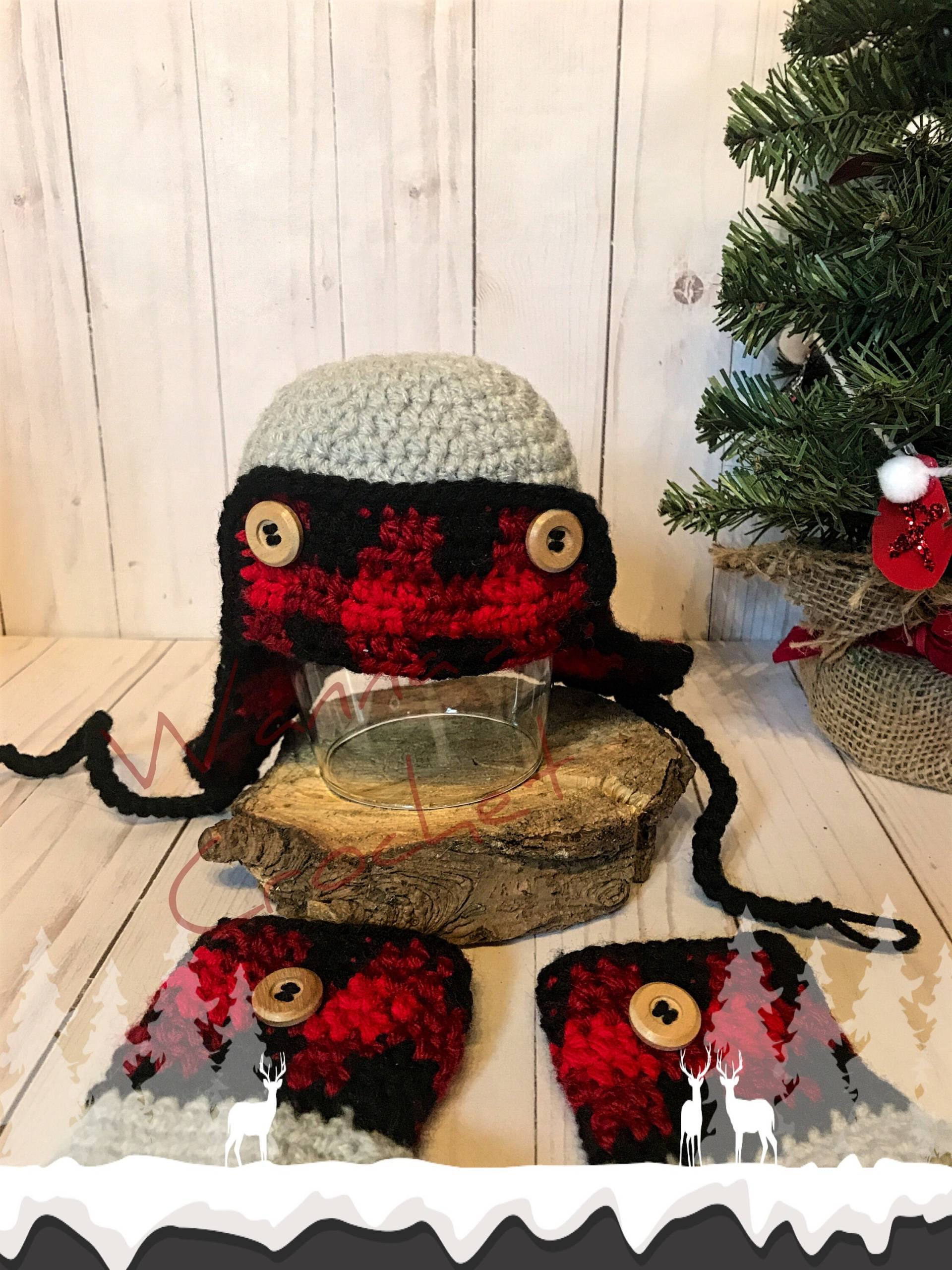 Buffalo Plaid Trapper Hut Und Booties Set Buffalo Plaid Trapper Hut Und Booties Set von Wannascrochet