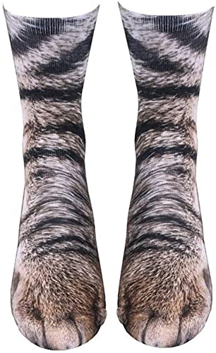 Wansruee Unisex 3D Tierfüße Druck Socken Katze Hund Pferd Tiere Zoo Neuheit Lustige Socken für Männer Frauen, katze, One size von Wansruee