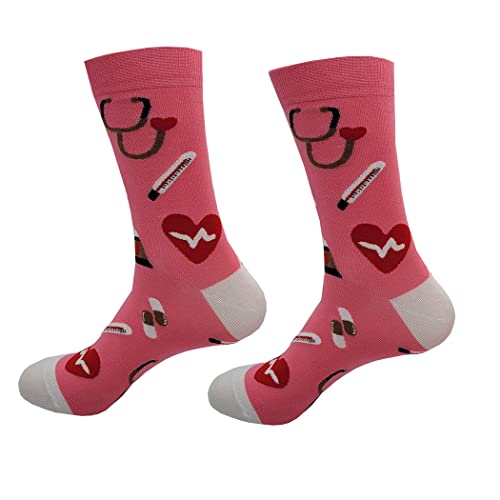 Wansruee Unisex-Socken für Arztkrankenschwester, Krankenhaus-Thema, lustige Wadensocken, Geschenke für Männer und Frauen, rose, One size von Wansruee