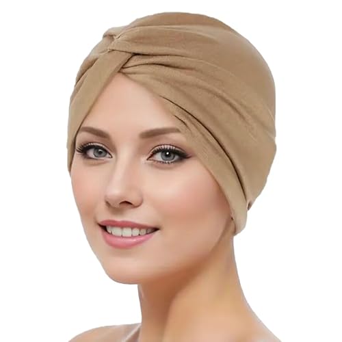 WANSSY® Damen Turban Jersey Fashion Falten Kopfbedeckung Knoten elegant Damen Mütze Einheitshröße (Baumwollmischung, Besh) von WANSSY