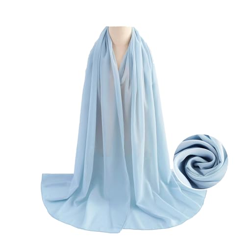 WANSSY® moderner Chiffonschal lang Schal Stola Tuch für Hochzeit Abendkleid in verschiedenen Farben Größe XXL (Babyblau) von WANSSY