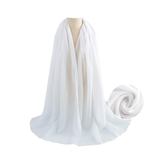 WANSSY® moderner Chiffonschal lang Schal Stola Tuch für Hochzeit Abendkleid in verschiedenen Farben Größe XXL (Weiß) von WANSSY