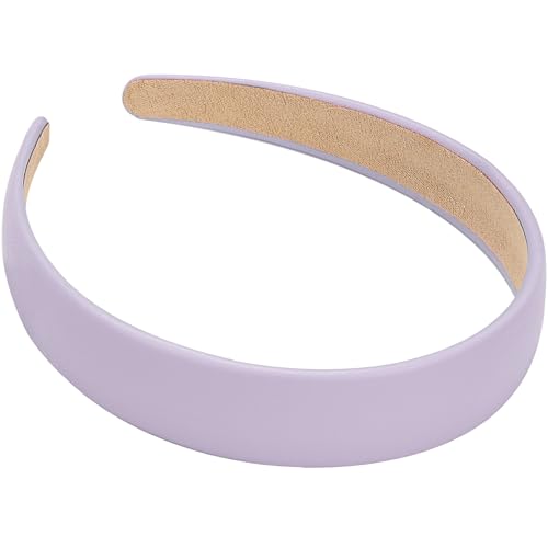 WantGor 1 Zoll PU Leder Stirnband, breite gepolsterte Haarband Mode Haarbänder niedliche Frauen Stirnbänder Urlaub DIY Haarzubehör (Lila, M) von WantGor