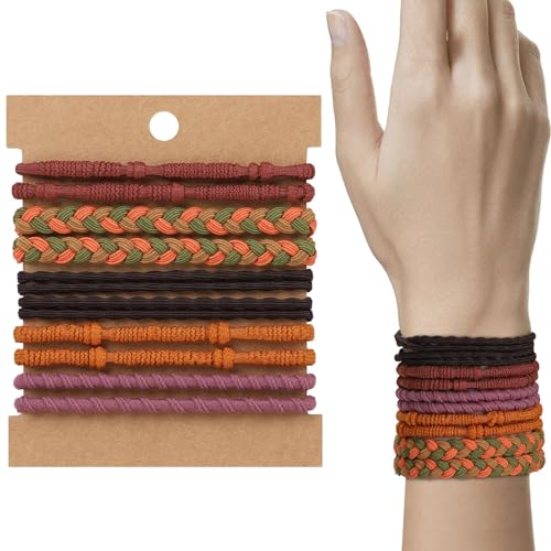 WantGor Boho-Haargummis, 10 PCS Haarbänder Armbänder Haargummis 2.36inch Niedliche Pferdeschwanz-Halter Elastische Boho-Haarspangen Haarschmuck für Frauen Dick Dünn Lang Lockig (Lila) von WantGor