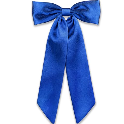 WantGor Long Tail Bow Haarspangen,Haarschleife Schleifen Satin Bowknot Clip Große Haarspangen Niedliche Pferdeschwanzhalter Haarschmuck für Frauen Täglich Party Hochzeit Prom (Blau) von WantGor