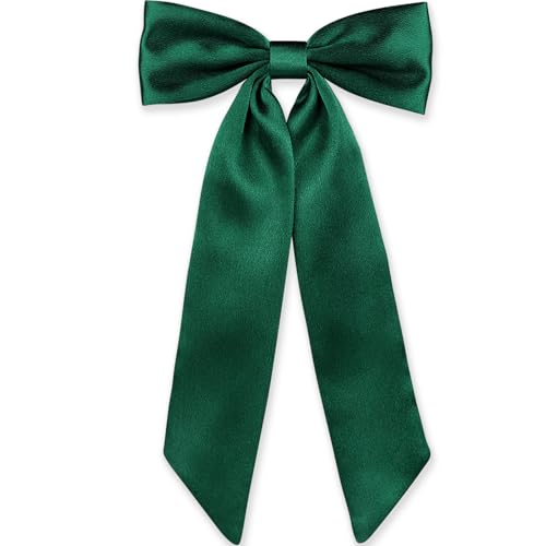 WantGor Long Tail Bow Haarspangen,Haarschleife Schleifen Satin Bowknot Clip Große Haarspangen Niedliche Pferdeschwanzhalter Haarschmuck für Frauen Täglich Party Hochzeit Prom (Grün) von WantGor
