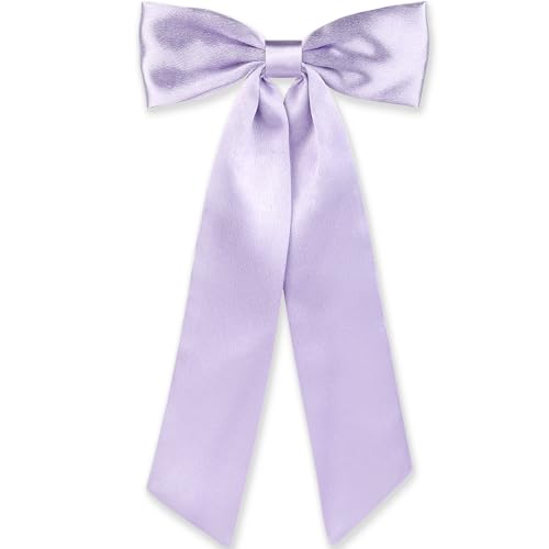 WantGor Long Tail Bow Haarspangen,Haarschleife Schleifen Satin Bowknot Clip Große Haarspangen Niedliche Pferdeschwanzhalter Haarschmuck für Frauen Täglich Party Hochzeit Prom (Lila) von WantGor