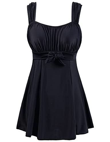 Wantdo Damen Badeanzug Sommer Push Up Tankini Einteiler Bademode mit Rock Badekleid Shapewear Schwimmkleid Schlanke Strandmode Schwarz 52-54 Wantdo Damen Badeanzug Sommer Push Up Tankini Einteiler Bademode mit Rock Badekleid Shapewear Schwimmkleid Schlanke Strandmode Schwarz 52-54 von Wantdo
