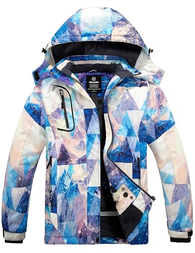 Wantdo Damen Berg Ski Jacke Wärmer Winter Fleece Mäntel Wasserdichter Atmungsaktive RegenMäntel Outdoor Kapuzen Windbreaker Jacken Bergflora M von Wantdo