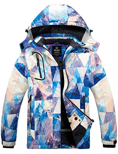 Wantdo Damen Berg Ski Jacke Wärmer Winter Fleece Mäntel Wasserdichter Atmungsaktive RegenMäntel Outdoor Kapuzen Windbreaker Jacken Bergflora L von Wantdo