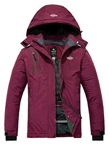 Wantdo Damen Berg Ski Jacke Wärmer Winter Fleece Mäntel Wasserdichter Atmungsaktive RegenMäntel Outdoor Kapuzen Windbreaker Jacken Lila XL von Wantdo