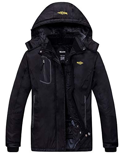 Wantdo Damen Berg Ski Jacke Wärmer Winter Fleece Mäntel Wasserdichter Atmungsaktive RegenMäntel Outdoor Kapuzen Windbreaker Jacken Schwarz M von Wantdo