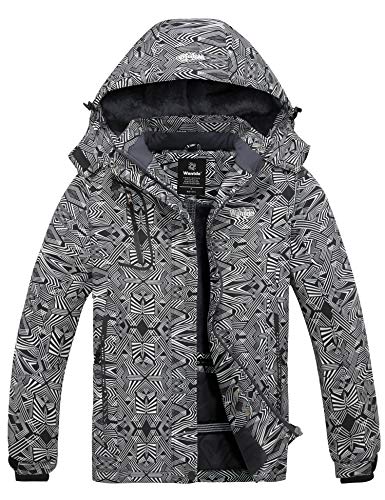 Wantdo Damen Berg Ski Jacke Wärmer Winter Fleece Mäntel Wasserdichter Atmungsaktive RegenMäntel Outdoor Kapuzen Windbreaker Jacken Zeilendruck XL von Wantdo