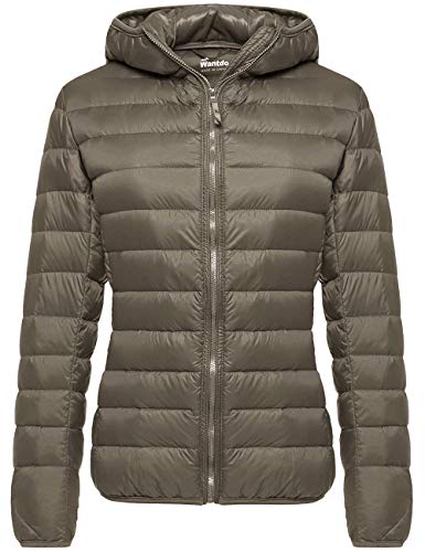 Wantdo Damen Daunenjacken Winter Winddichte Warm Mäntel Packable Leichte Jacken Isolierte Puffermäntel Outdoor Jacke Kapuze Slim Fit Jacken Beige M von Wantdo