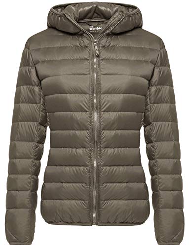 Wantdo Damen Daunenjacken Winter Winddichte Warm Mäntel Packable Leichte Jacken Isolierte Puffermäntel Outdoor Jacke Kapuze Slim Fit Jacken Beige XL von Wantdo