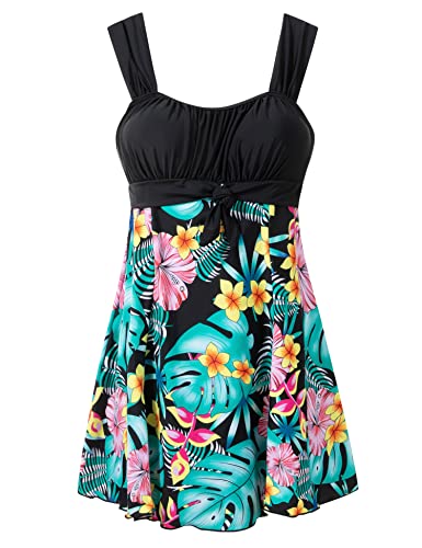 Wantdo Damen Badeanzug Sommer Push Up Tankini Einteiler Bademode mit Rock Badekleid Shapewear Schwimmkleid Schlanke Strandmode Violett 48-50 von Wantdo