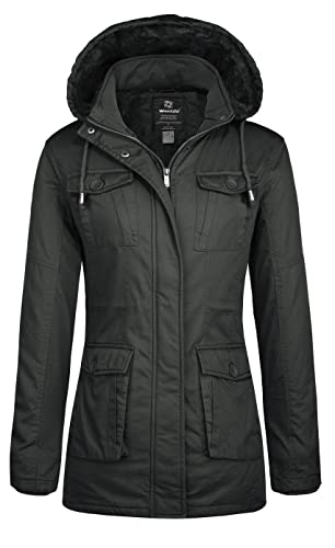 Wantdo Damen Mode Lang Parka Fleece Futter Jacke Gepolstert Puffer Jacke Outdoor Sport Mantel Grau M von Wantdo