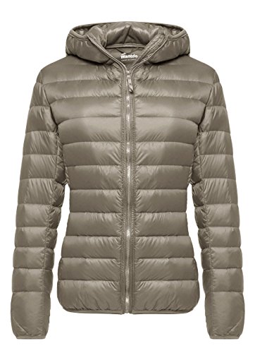 Wantdo Damen Slim Fit Kurz Oberbekleidung Winddicht Daunenjacke Isoliert Gesteppt Übergangsjacke Freizeit Wandern Jacke Kahki M von Wantdo