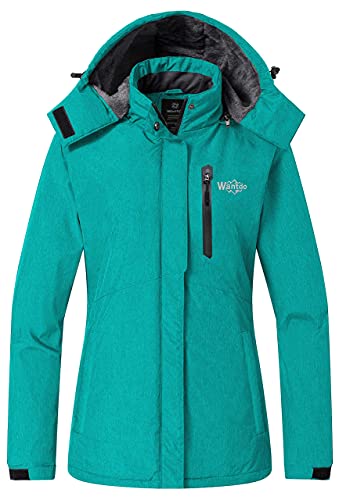 Wantdo Damen Winter Skijacke Warm Fleece Mantel Berg Snowboardjacke Outdoor Kapuzen Windbreaker Jacken Ferizeit Wandern Jacke Türkisblau M von Wantdo