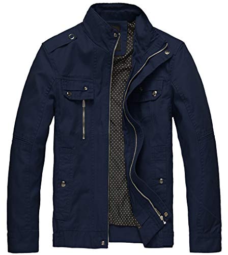 Wantdo Herren Lässige Outdoor Jacke Militärfracht Lodenjacke Militär Stil Oberbekleidung Freizeit Army Fracht Jacke Blau 3XL von Wantdo