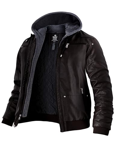 Wantdo Herren Motorradjacke Jacke Lederjacke Winter Gefüttert Dunkelkaffee-Verdicken Xxl von Wantdo