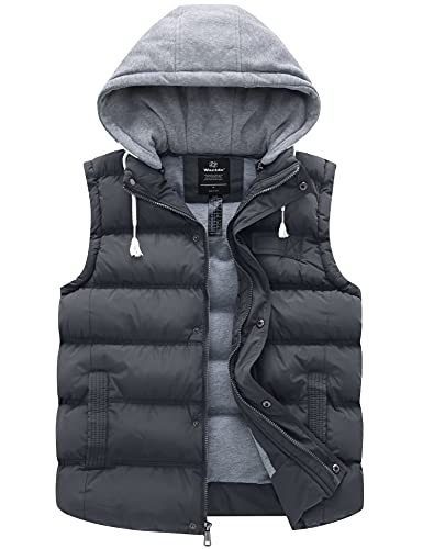 Wantdo Herren Sport Outdoor Weste Gesteppte Gepolsterte Weste Polsterung Gilet Weste Warme Weste Sit Kapuze Grau L von Wantdo
