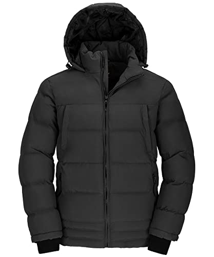 Wantdo Herren Winter Warme Jacke Wasserabweisend Outdoor Jacke Gesteppte Parka Baumwolle Polsterung Mantel Winddichte Jacken mit Kapuze Grau S von Wantdo