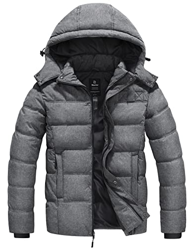 Wantdo Herren Winter Warmer Mantel Klassischer Baumwoll Polstermantel Winddichte Oberbekleidung Jacke L?ssig Outdoor Parka Grau XL von Wantdo