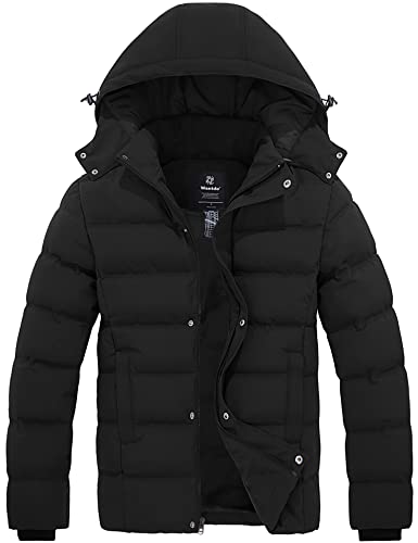 Wantdo Herren Winter Warmer Mantel Klassischer Baumwoll Polstermantel Winddichte Oberbekleidung Jacke L?ssig Outdoor Parka Schwarz 3XL von Wantdo