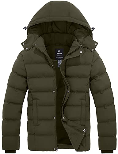 Wantdo Herren Winter Warmer Mantel Klassischer Baumwoll Polstermantel Winddichte Oberbekleidung Jacke Lässig Outdoor Parka Grün S von Wantdo