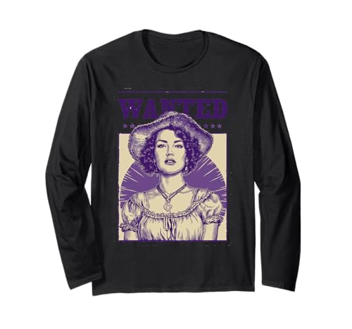 Wanted Cowgirl Poster Western-Stil für Frauen Langarmshirt von Wanted Cowgirl Poster Western Style Co.