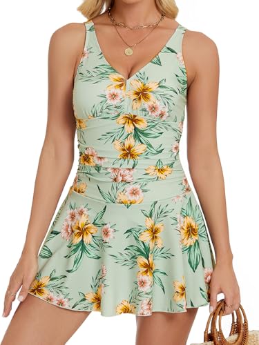 Wantonfy Badeanzug Damen Badeanzugkleid Bademode Einteilige Schwimmanzug Swimsuit Sommer von Wantonfy