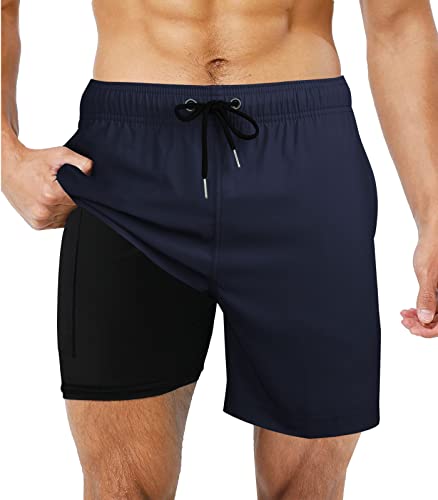 Wantonfy Badehose Herren Badeshorts Männer Boardshorts Schwimmhose Jungen Schnelltrocknend Strandhose mit Taschen Kompressionsshorts von Wantonfy