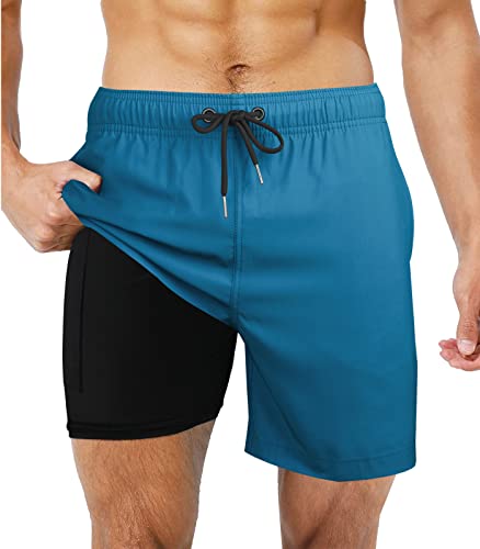 Wantonfy Badehose Herren Badeshorts Männer Boardshorts Schwimmhose Jungen Schnelltrocknend Strandhose mit Taschen Kompressionsshorts von Wantonfy