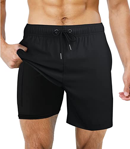 Wantonfy Badehose Herren Badeshorts Männer Boardshorts Schwimmhose Jungen Schnelltrocknend Strandhose mit Taschen Kompressionsshorts von Wantonfy