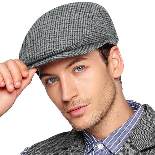 Wantonfy Barett Cap Herren Schiebermütze chirmmütze Gatsby Schirmmütze Newsboy Flat Cap Baskenmütze 1920 Stil Gatsby Kostüm Accessoires von Wantonfy