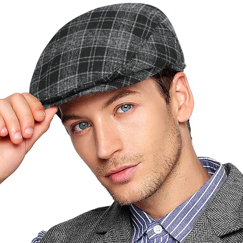 Wantonfy Barett Cap Herren Schiebermütze chirmmütze Gatsby Schirmmütze Newsboy Flat Cap Baskenmütze 1920 Stil Gatsby Kostüm Accessoires von Wantonfy