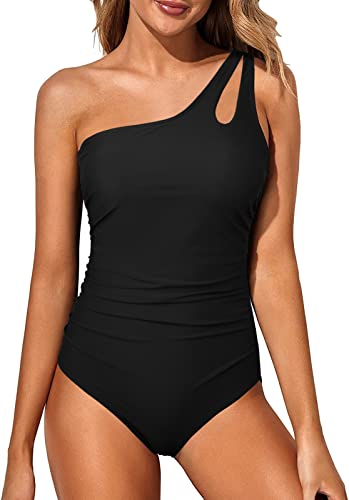 Wantonfy Damen Badeanzug Bademode One Shoulder Badeanzug Damen Swimsuit Push up Schwimmanzug Einteilige Bauchweg Sommer Swimsuit von Wantonfy