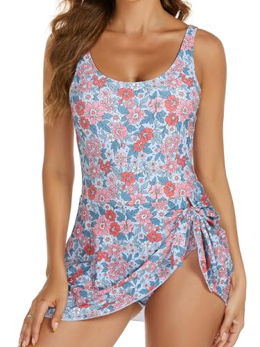Wantonfy Damen Badeanzugkleid Badeanzug Bademode für Damen Einteilige Schwimmanzug Sommer Swimsuit von Wantonfy