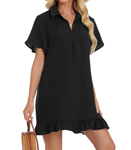 Wantonfy Damen Strandkleid Cover Up Strandponch Sommer Strandbluse Strandkleid Kurzarm Strandkleider Minikleid von Wantonfy