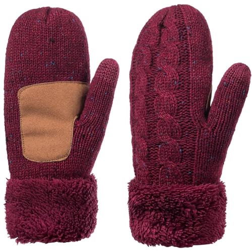 Wantonfy Damen Strick Handschuhe Winterhandschuhe Fäustlinge Handschuhe Strickhandschuhe mit Thermofleece gefüttert von Wantonfy