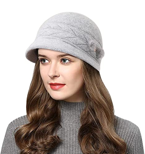 Wantonfy Damen Strickmütze Barett Beanie Wintermütze Schirmmütze für Winter Warme Mütze von Wantonfy