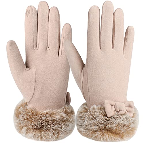 Wantonfy Damen Winter Warm Handschuhe Touchscreen Thermohandschuhe Fingerhandschuhe Winterhandschuhe mit Thermofleece gefüttert von Wantonfy