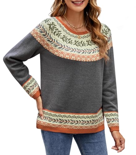 Wantonfy Pullover Damen Strickpullover Langarm Weihnachtspullover Casual Lose Langarm Pulli Oberteile von Wantonfy