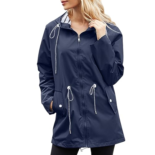 Wantonfy Regenjacke Damen Wasserdicht Dünne Regenmantel Outdoorjacke Windjacke mit Kapuze von Wantonfy