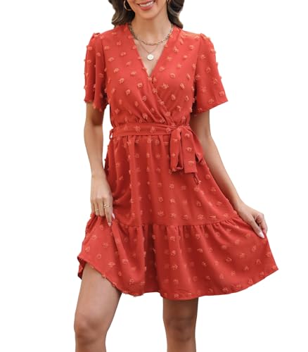 Wantonfy Sommerkleid Damen Kleid Minikleid Freizeitkleider Ausschnitt Strandkleid von Wantonfy