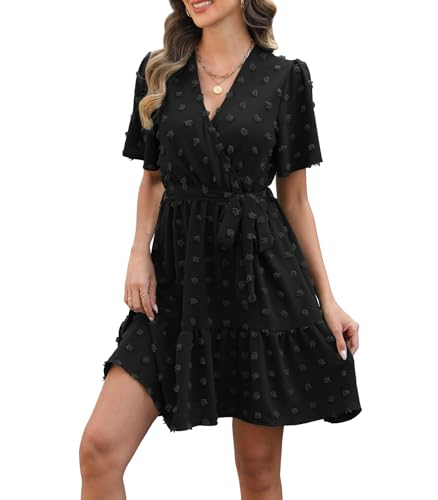 Wantonfy Sommerkleid Damen Kleid Minikleid Freizeitkleider Ausschnitt Strandkleid von Wantonfy