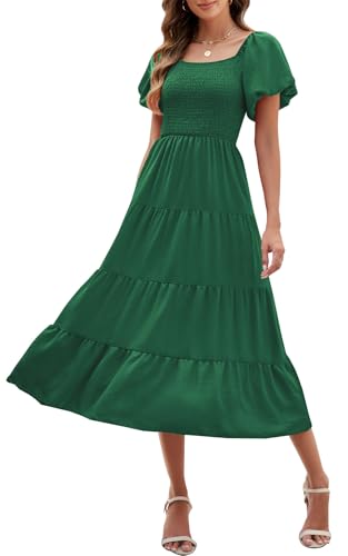Wantonfy Sommerkleid Damen Lang Freizeitkleider V-Ausschnitt Strandkleid Casual Wickelkleid Strandkleid mit Taschen von Wantonfy